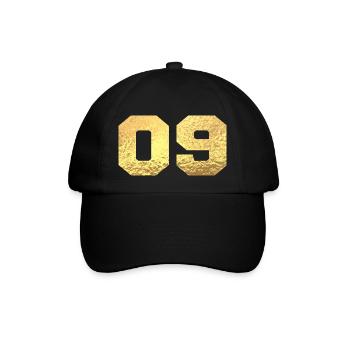 Number 9 Gold Glitter - 9th Anniversary - Baseball Cap - black/black - Front