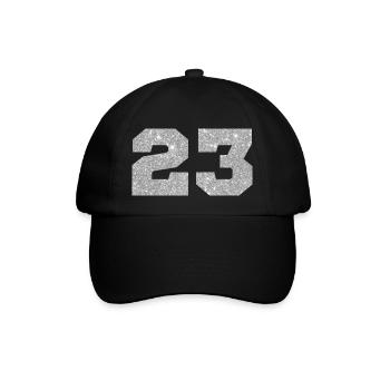 Number 23 Silver Glitter - 23rd Anniversary - Baseball Cap - black/black - Front