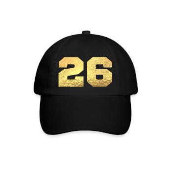 Nummer 26 Gold Glitter - 26. Jubiläum - Baseballkappe - Schwarz/Schwarz - Vorne