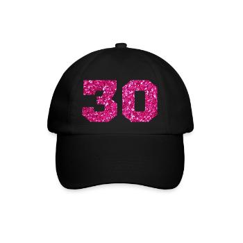 Numéro 30 paillettes rose - 30e anniversaire - Casquette classique - noir/noir - Devant