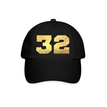 Number 32 Gold Glitter - 32nd Anniversary - Baseball Cap - black/black - Front