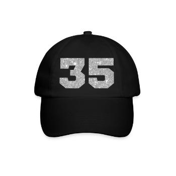 Numéro 35 paillettes argenté - 35e anniversaire - Casquette classique - noir/noir - Devant
