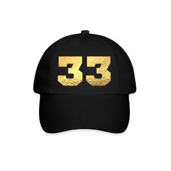 Number 33 Gold Glitter - 33rd Anniversary - Baseball Cap - black/black - Front