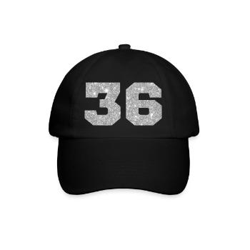 Numéro 36 paillettes argenté - 36e anniversaire - Casquette classique - noir/noir - Devant