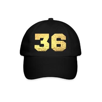 Number 36 Gold Glitter - 36th Anniversary - Baseball Cap - black/black - Front