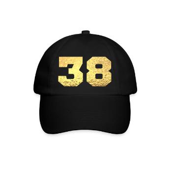 Numéro 38 paillettes doré - 38e anniversaire - Casquette classique - noir/noir - Devant
