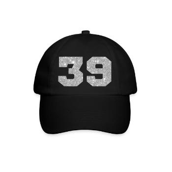 Numéro 39 paillettes argenté - 39e anniversaire - Casquette classique - noir/noir - Devant