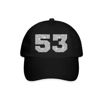 Number 53 Silver Glitter - 53rd Anniversary - Baseball Cap - black/black - Front