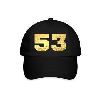 Number 53 Gold Glitter - 53rd Anniversary - Baseball Cap - black/black - Front