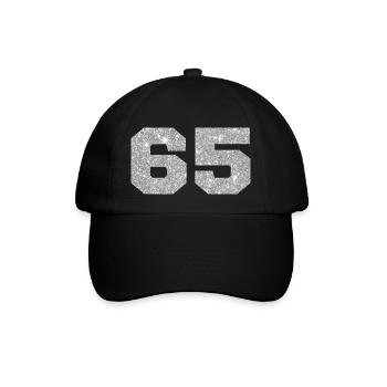 Numéro 65 paillettes argenté - 65e anniversaire - Casquette classique - noir/noir - Devant