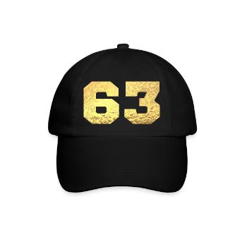 Number 63 Gold Glitter - 63rd Anniversary - Baseball Cap - black/black - Front