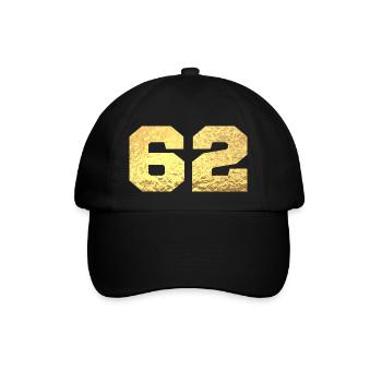 Number 62 Gold Glitter - 62nd Anniversary - Baseball Cap - black/black - Front
