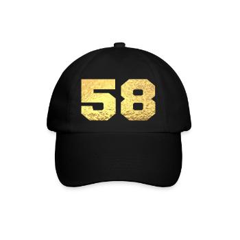 Number 58 Gold Glitter - 58th Anniversary - Baseball Cap - black/black - Front
