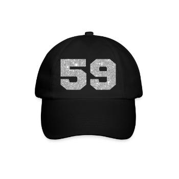 Number 59 Silver Glitter - 59th Anniversary - Baseball Cap - black/black - Front