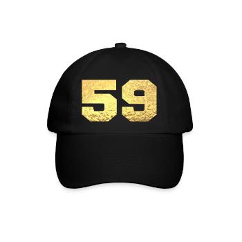 Number 59 Gold Glitter - 59th Anniversary - Baseball Cap - black/black - Front