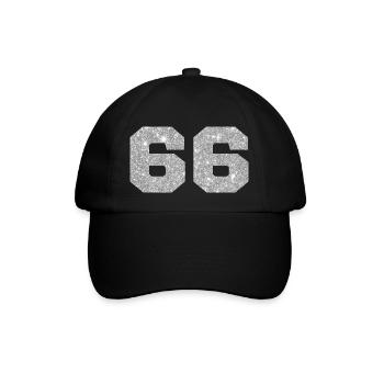 Number 66 Silver Glitter - 66th Anniversary - Baseball Cap - black/black - Front