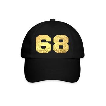 Nummer 68 Gold Glitter - 68. Jahrestag - Baseballkappe - Schwarz/Schwarz - Vorne