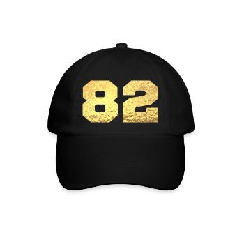 Number 82 Gold Glitter - 82nd Anniversary - Baseball Cap - black/black - Front