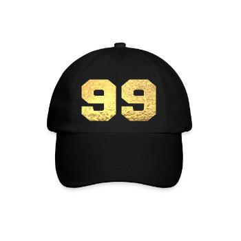 Numéro 99 paillettes doré - 99e anniversaire - Casquette classique - noir/noir - Devant