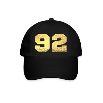 Numéro 92 paillettes doré - 92e anniversaire - Casquette classique - noir/noir - Devant