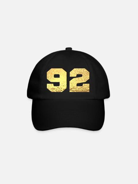 Numéro 92 paillettes doré - 92e anniversaire - Casquette classique - noir/noir