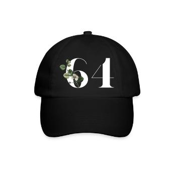 Numéro 64 floral vert - 64e anniversaire floral - Casquette classique - noir/noir - Devant