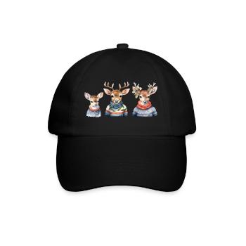 Winterhirsche Pullover-Trio - Baseballkappe - Schwarz/Schwarz - Vorne