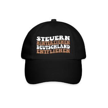 Steuern hinterziehen Deutschland entfliehen - Baseballkappe - Schwarz/Schwarz - Vorne