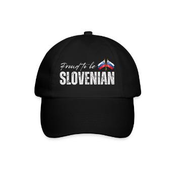 Slowenischer Stolz, hergestellt in Slowenien - Baseballkappe - Schwarz/Schwarz - Vorne
