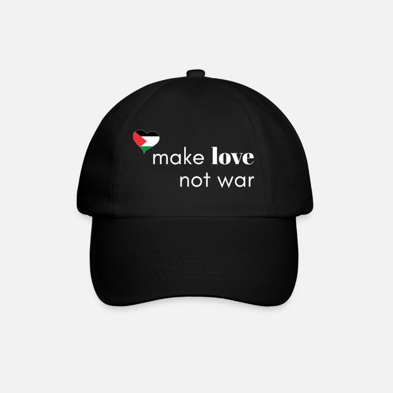 Make Love statt War - Palästina - Baseballkappe - Schwarz/Schwarz