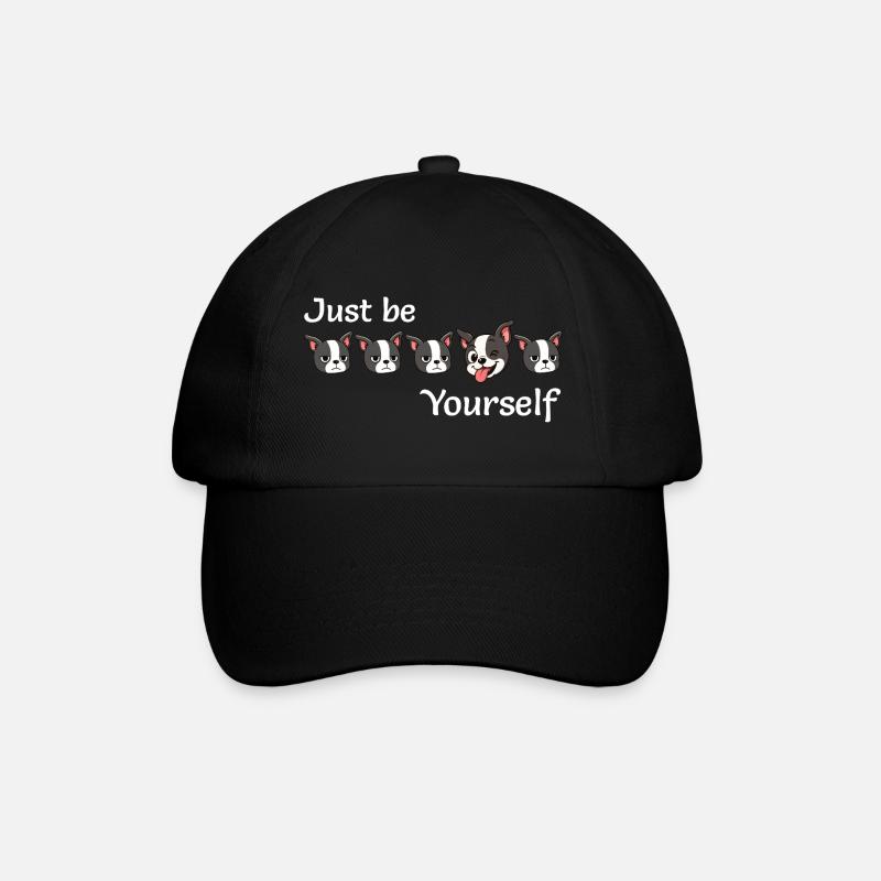 Boston - Sei einfach du selbst - Weißer Text - Baseballkappe - Schwarz/Schwarz