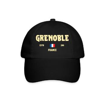Grenoble France Vintage French City T-shirt - Baseball Cap - black/black - Front