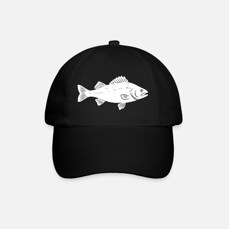 Barsch Flussbarsch Perch Angler Vektor - Baseballkappe - Schwarz/Schwarz