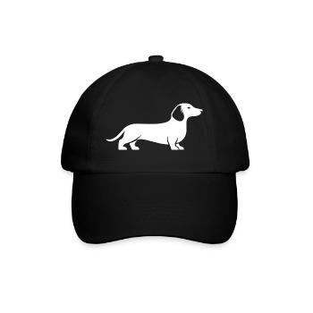 Dackel Silhouette – minimalistisches Hunde Design - Baseballkappe - Schwarz/Schwarz - Vorne