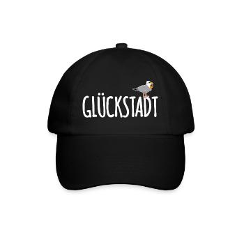 Glückstadt Möwe Elbe - Baseballkappe - Schwarz/Schwarz - Vorne