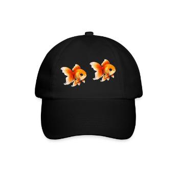 Two Goldfish Pairs Illustration - Baseball Cap - black/black - Front