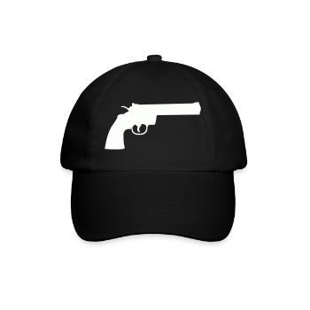 Minimalistische Revolver-Silhouette - Baseballkappe - Schwarz/Schwarz - Vorne