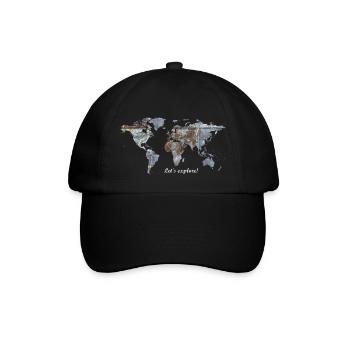 Weltkarte - Let's explore! - Baseballkappe - Schwarz/Schwarz - Vorne