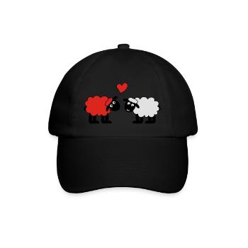 sheep happily in love sheep sheep lamb heart - Baseball Cap - black/black - Front