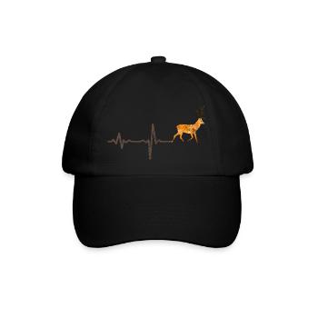Heartbeat Hirsch farbig - Geschenk - Baseballkappe - Schwarz/Schwarz - Vorne