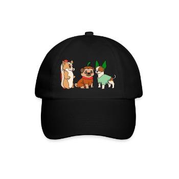 Halloween Mops Pug Katze Dackel Jack Hunde T Shirt - Baseballkappe - Schwarz/Schwarz - Vorne