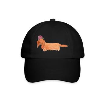 Teckel à fleur - Casquette classique - noir/noir - Devant