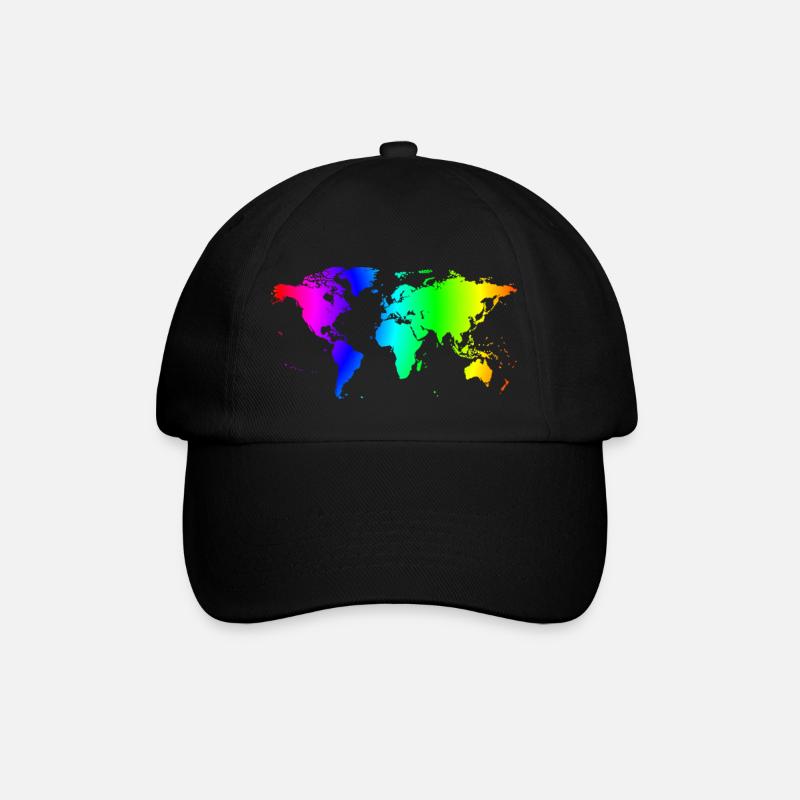 Carte du monde colorée - Casquette classique - noir/noir