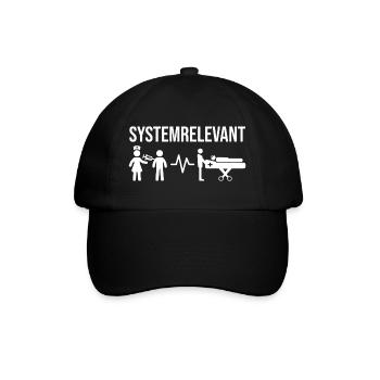 Systemrelevant Pflegekräfte Motiv - Baseballkappe - Schwarz/Schwarz - Vorne