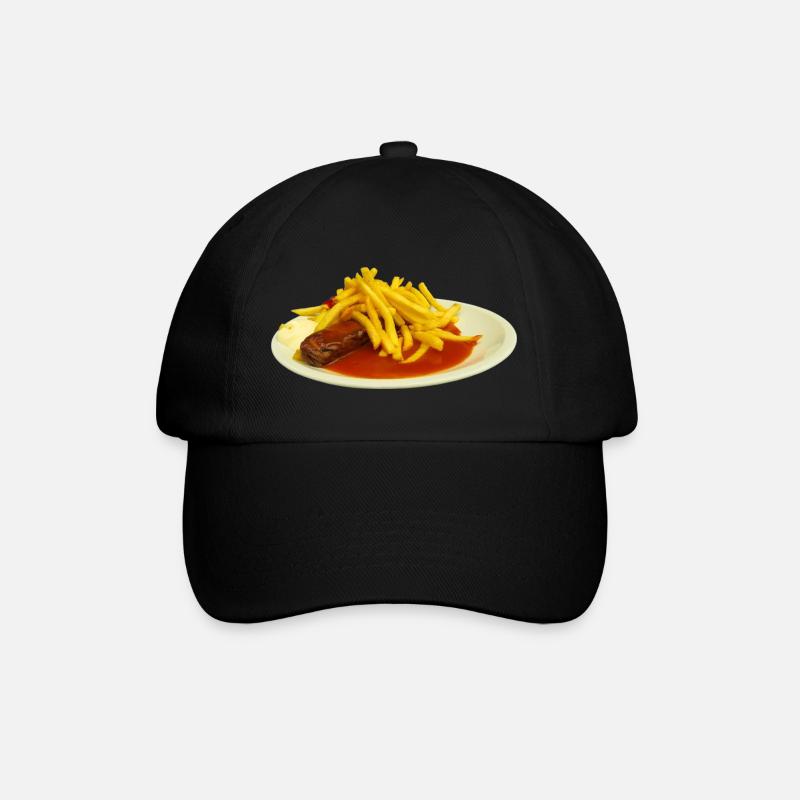 Saucisse au curry avec des frites - Casquette classique - noir/noir