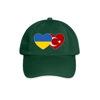 Ukraine Türkei Herz Flagge - Baseballkappe - Flaschengrün - Vorne