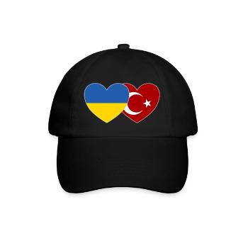 Ukraine Turkey Heart Flag - Baseball Cap - black/black - Front