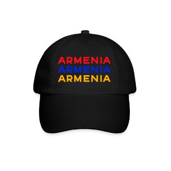 Armenia Dreifarbig Schrift-Design - Baseballkappe - Schwarz/Schwarz - Vorne