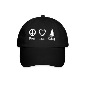 Peace Love Sailing - Baseballkappe - Schwarz/Schwarz - Vorne