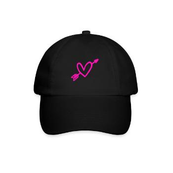 Pfeil und Herz Liebe Valentinstag Amor - Baseballkappe - Schwarz/Schwarz - Vorne